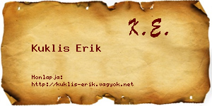 Kuklis Erik névjegykártya